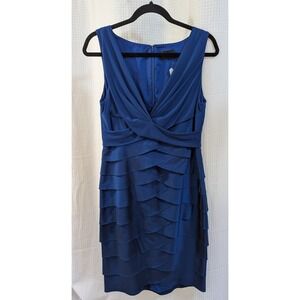 Adrianna Papell Dress Size 6 Iridescent Deep Blue Sleeveless,‎ Multi-Layer NWT